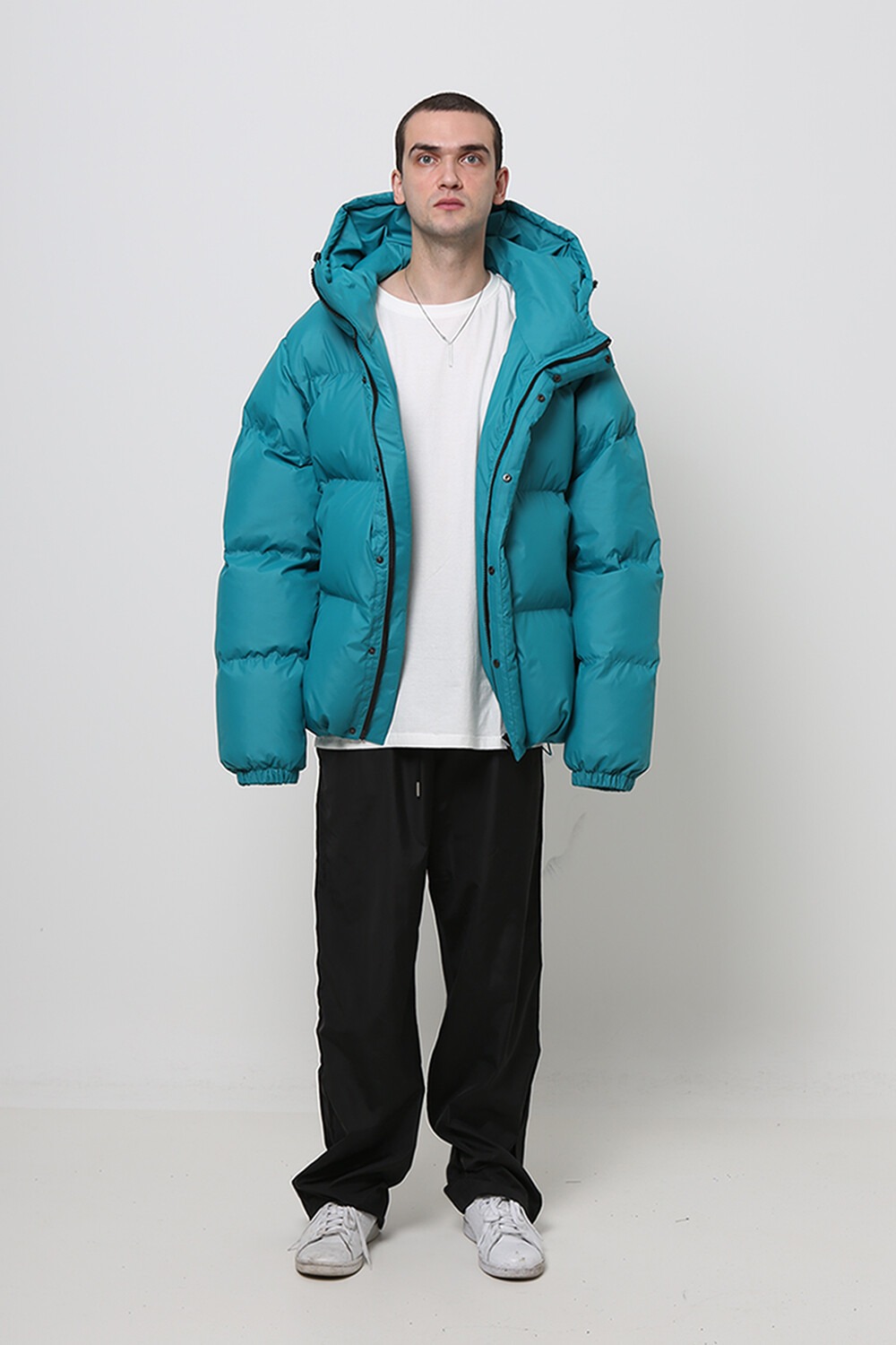 OVERSIZED HOODED PUFFER (TURQUOISE)